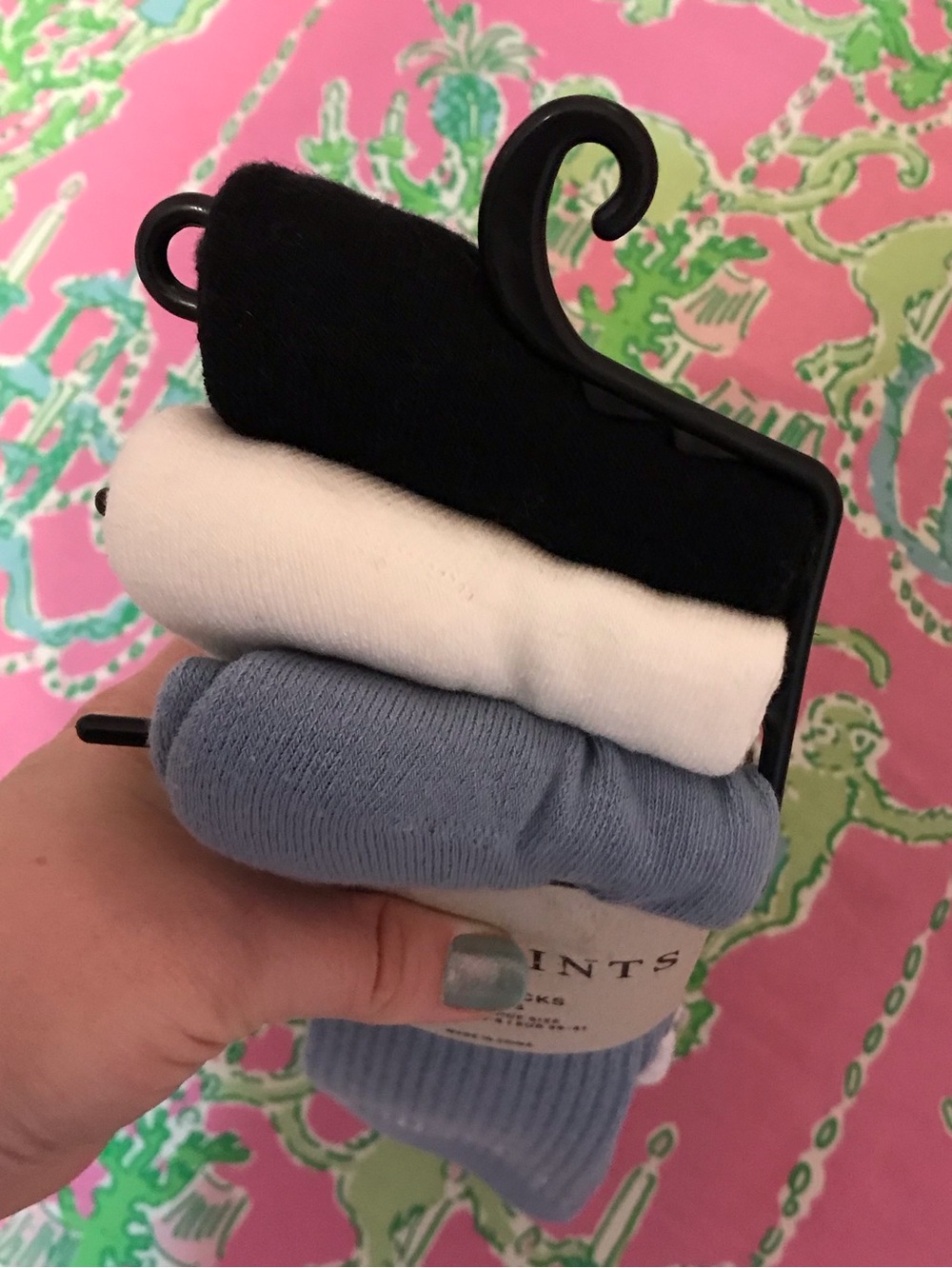 New All Saints crew Socks 3 Pair blue white black Women 5-10 - Picture 2 of 4